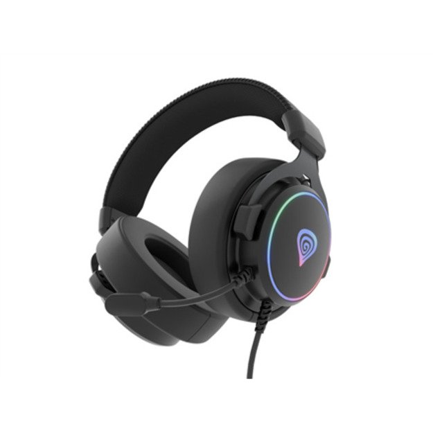 GENESIS NEON 764 RGB OVER-EAR HEADPHONES WITH MICROPHONE BACKLIGHT BLACK USB 4