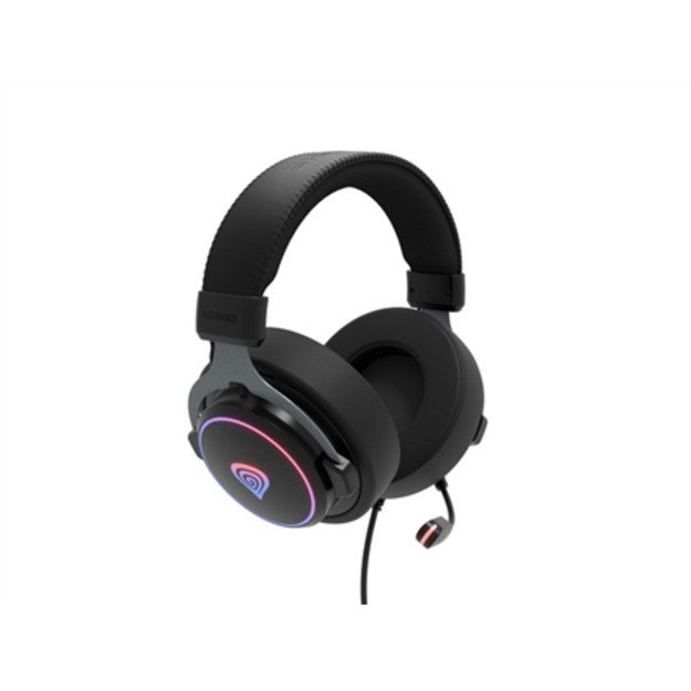 GENESIS NEON 764 RGB OVER-EAR HEADPHONES WITH MICROPHONE BACKLIGHT BLACK USB 1