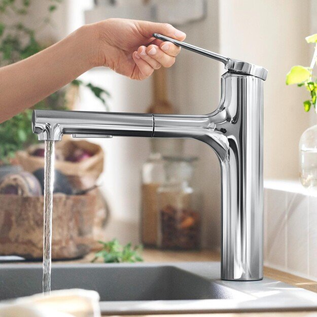 Plautuvės mai&scaron;ytuvas su i&scaron;traukiama žarna Hansgrohe Zesis M33, 74801000, chromo 1
