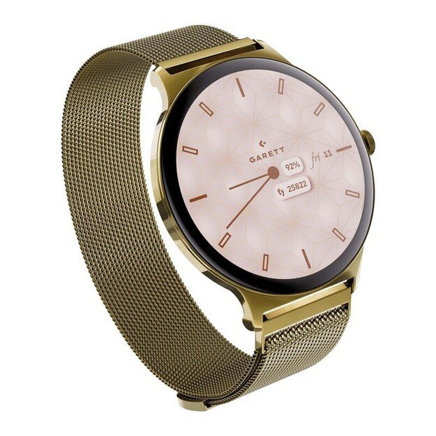 I&scaron;manusis laikrodis su lietuvi&scaron;ku meniu GARETT Verona 2 Glow Gold Mesh steel 1