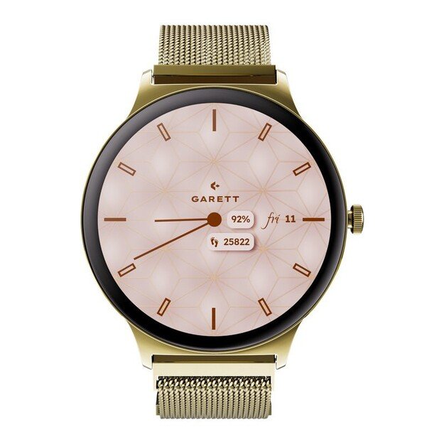 I&scaron;manusis laikrodis su lietuvi&scaron;ku meniu GARETT Verona 2 Glow Gold Mesh steel