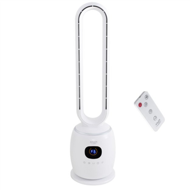 Adler Bladeless Fan | AD 7344 | Tower Fan | White | Diameter 23 cm | Number of speeds 3 | Oscillation | 60 W | Remote control
