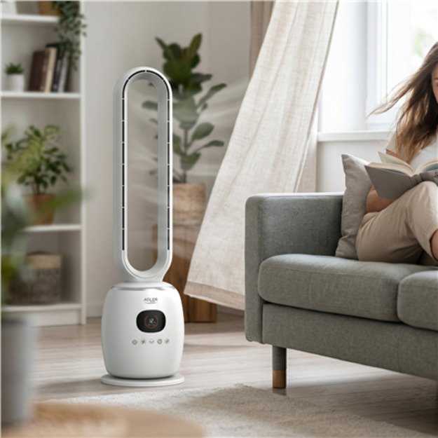 Adler Bladeless Fan | AD 7344 | Tower Fan | White | Diameter 23 cm | Number of speeds 3 | Oscillation | 60 W | Remote control