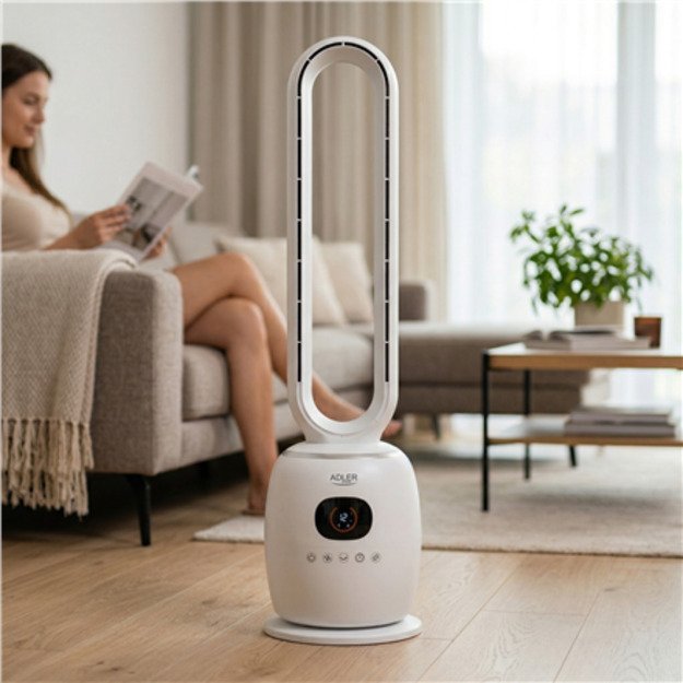 Adler Bladeless Fan | AD 7344 | Tower Fan | White | Diameter 23 cm | Number of speeds 3 | Oscillation | 60 W | Remote control