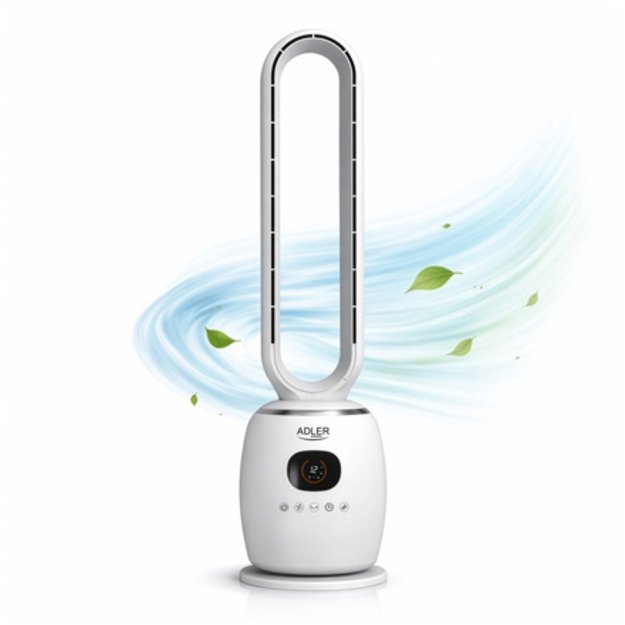 Adler Bladeless Fan | AD 7344 | Tower Fan | White | Diameter 23 cm | Number of speeds 3 | Oscillation | 60 W | Remote control