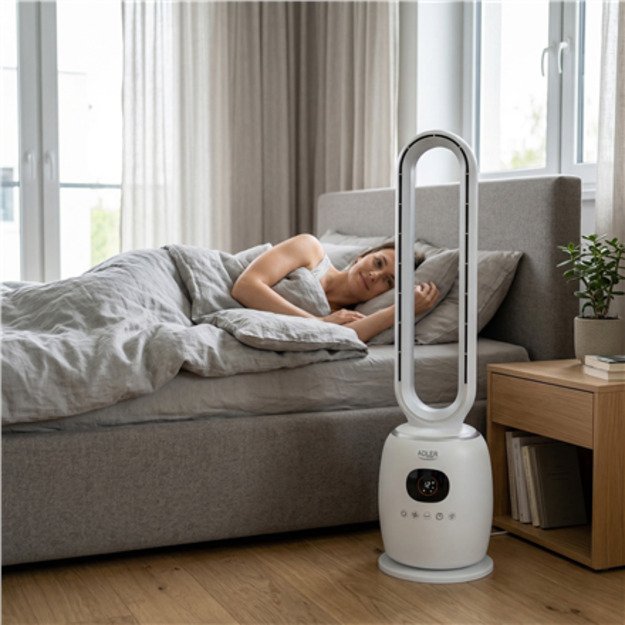 Adler Bladeless Fan | AD 7344 | Tower Fan | White | Diameter 23 cm | Number of speeds 3 | Oscillation | 60 W | Remote control