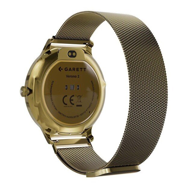 I&scaron;manusis laikrodis su lietuvi&scaron;ku meniu GARETT Verona 2 Glow Gold Mesh steel