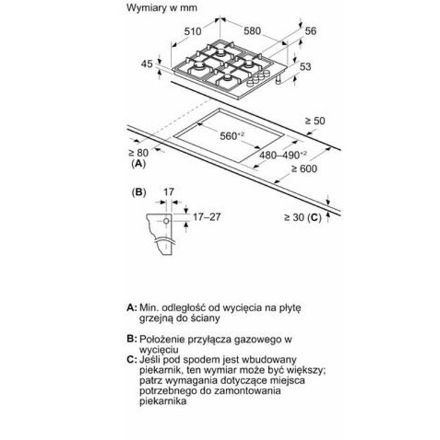 BOSCH gas hob PBP6B5K80 1