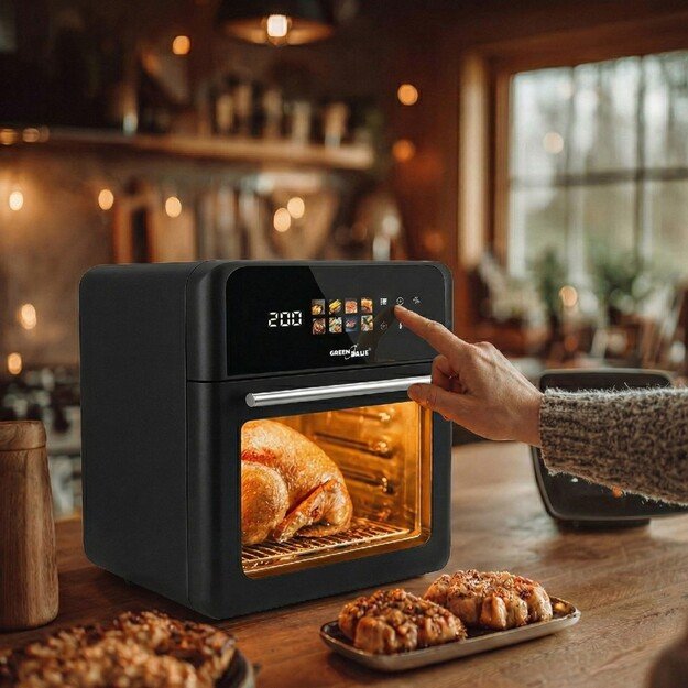 GreenBlue AIR FRYER Oil-Free Air Fryer, 1800W, 10L capacity, 8 programs, accessories, timer, GB950
