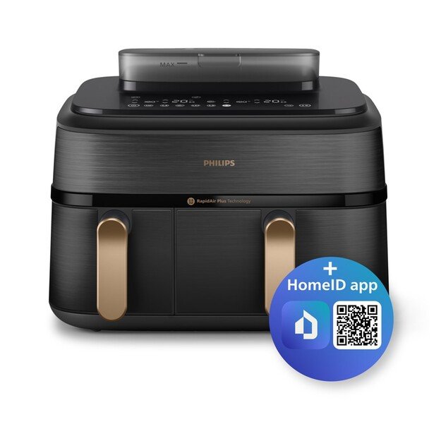 Philips Dual Steam Air Fryer | NA552/00 5000 Series | Power 2750 W | Capacity 9 L | RapidAir Plus | Black