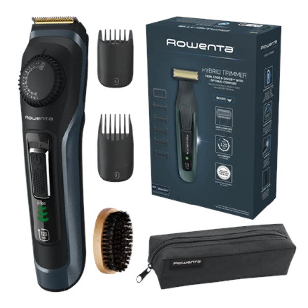 Rowenta Beard Trimmer | TN3804E0 Virtuo | Cordless | Number of length steps 39 | Black/Blue