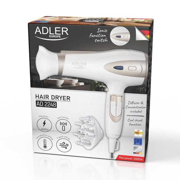 ADLER AD 2248WC HAIR DRYER, WHITE AND CHAMPAGNE 3