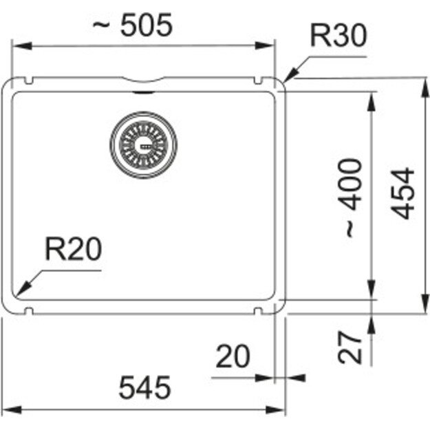 FRANKE Kubus KXK 110-51, montuojama po stalviršiu, 126.0735.186 1