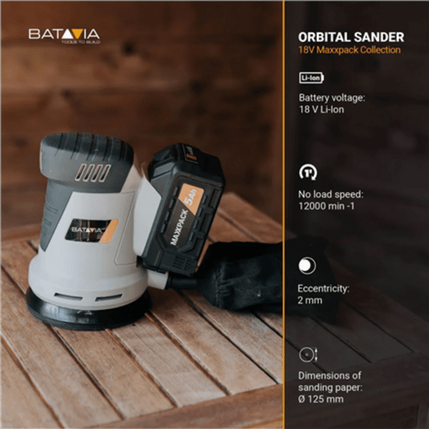Batavia 18V orbital sander 125 mm Without battery and charger