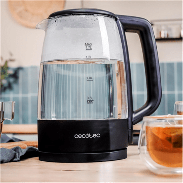 Cecotec Kettle | ThermoSense 320 Clear | 2200 W | Electric | 1.7 L | Glass | 360&deg; rotational base | Black/Transparent