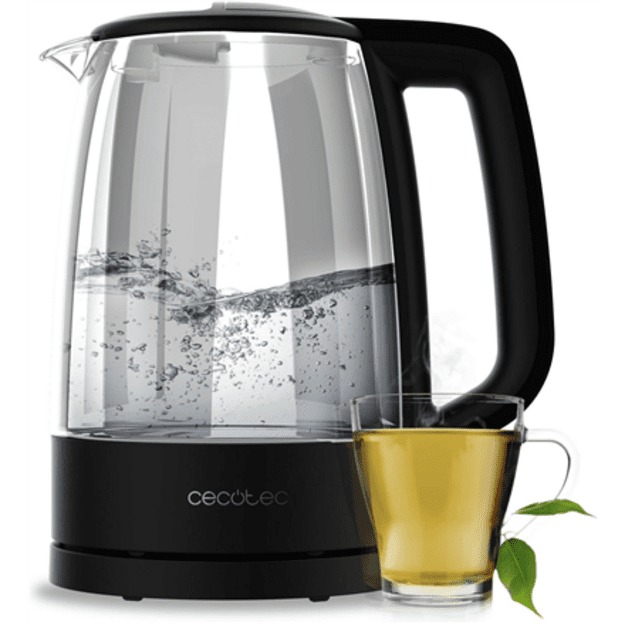 Cecotec Kettle | ThermoSense 320 Clear | 2200 W | Electric | 1.7 L | Glass | 360&deg; rotational base | Black/Transparent