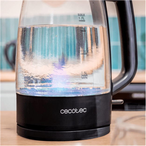 Cecotec Kettle | ThermoSense 320 Clear | 2200 W | Electric | 1.7 L | Glass | 360&deg; rotational base | Black/Transparent