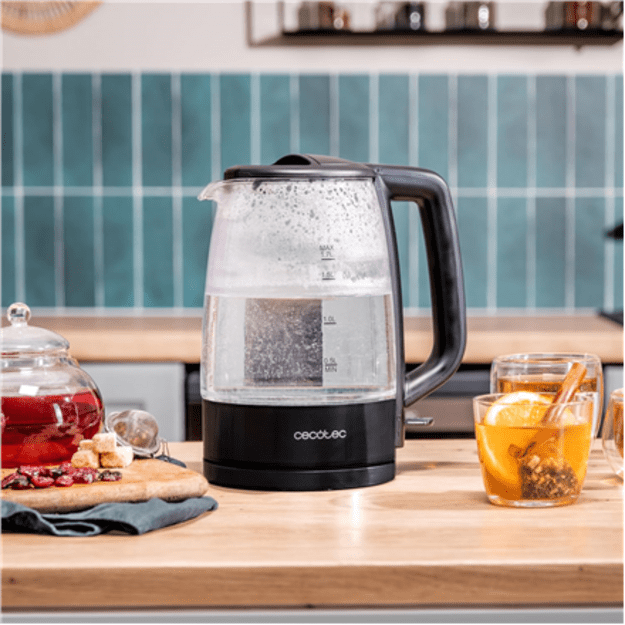 Cecotec Kettle | ThermoSense 320 Clear | 2200 W | Electric | 1.7 L | Glass | 360&deg; rotational base | Black/Transparent