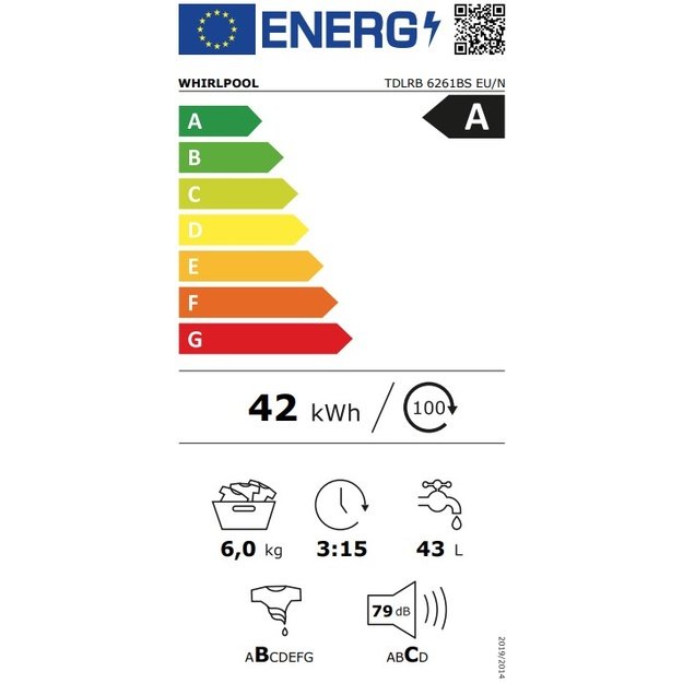 I&scaron; vir&scaron;aus pakraunama skalbimo ma&scaron;ina Whirlpool TDLRB 6261BS EU/N, 6,0 kg