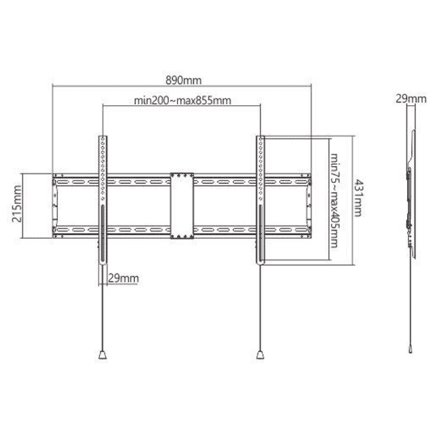Gembird | Wall mount | Fixed | 43-90   | Maximum weight (capacity) 70 kg | Black
