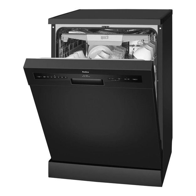 Freestanding dishwasher 60 cm AMICA DFM66B8EOqBH | class B | 15 sets | AirDry | AquaStop | cutlery drawer
