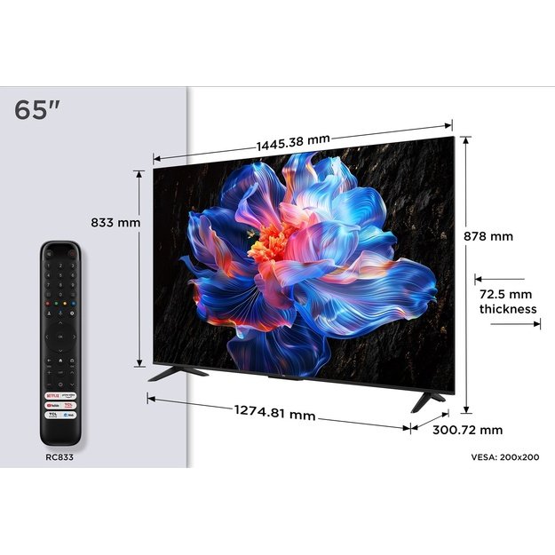 TCL 65P69K TV 165.1 cm (65 ) 4K Ultra HD Smart TV Wi-Fi Black