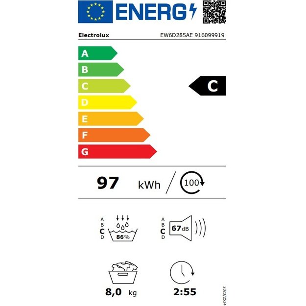 Džiovyklė Electrolux EW6D285AE