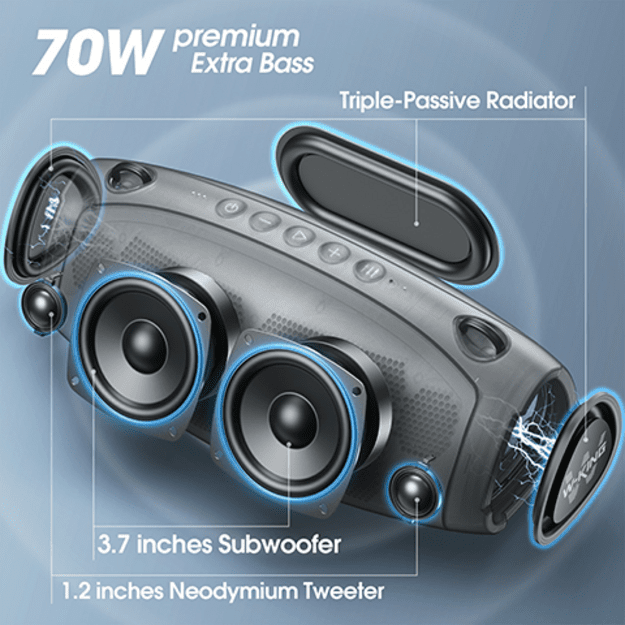 BLUETOOTH WIRELESS SPEAKER W-KING X10 70W BLACK