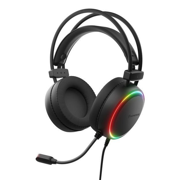 GENESIS NEON 613 G2 RGB OVER-EAR HEADPHONES WITH MICROPHONE BACKLIGHT BLACK