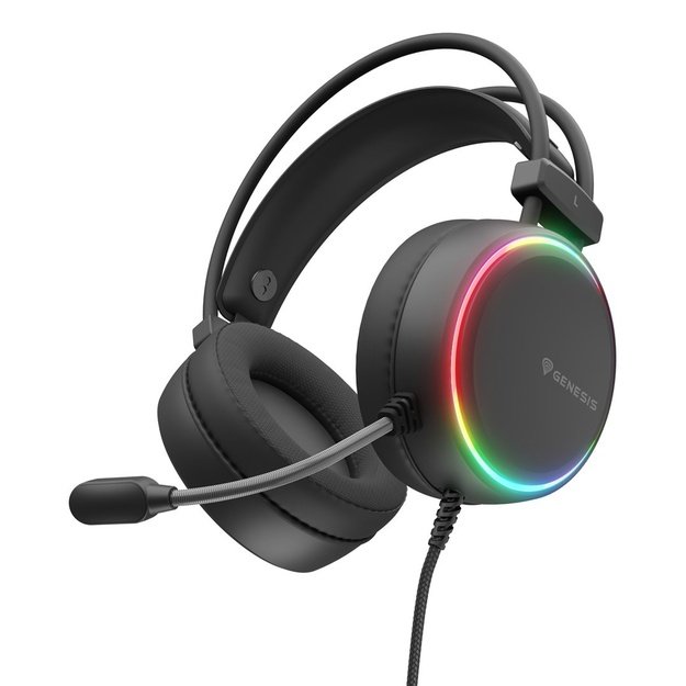 GENESIS NEON 613 G2 RGB OVER-EAR HEADPHONES WITH MICROPHONE BACKLIGHT BLACK