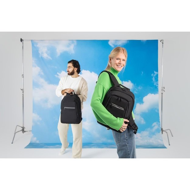RIVACASE 7561 Laptop Backpack 15.6 -16  Alpendorf ECO, black, waterproof material, eco rPet, pockets for smartphone, documents,