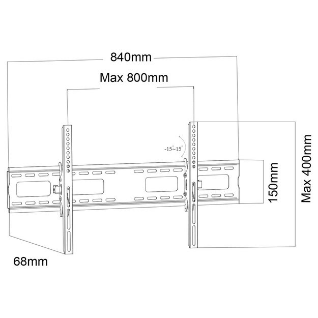 Maclean MC-422 TV Wall Mount Heavy Duty 43 -100  max VESA 800x400 120kg Tilting +/-15&deg; Bracket Holder Hanger with Spirit Level
