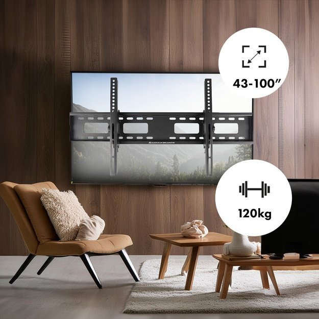 Maclean MC-422 TV Wall Mount Heavy Duty 43 -100  max VESA 800x400 120kg Tilting +/-15&deg; Bracket Holder Hanger with Spirit Level