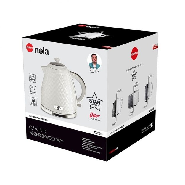 NELA kettle, 1.7 l capacity, 2000 W power, white