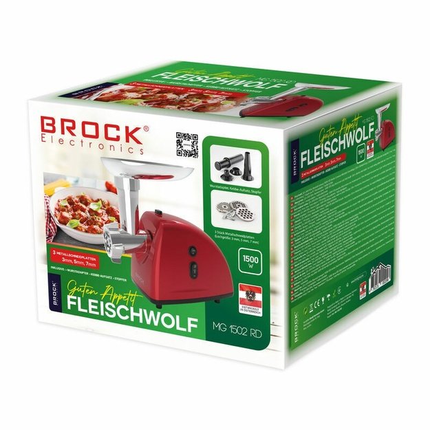 Brock MG 1502 RD Meat Grinder 1500W, Red/Steel