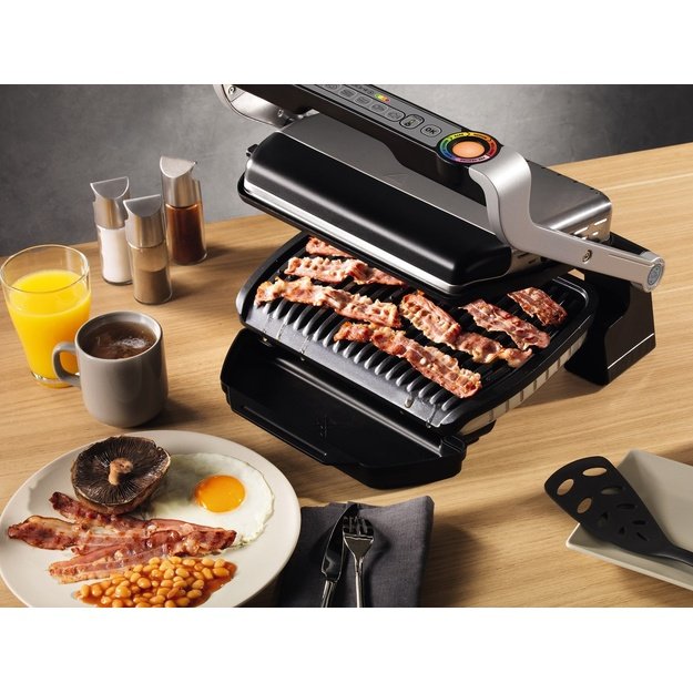 Electric grill Tefal OptiGrill GC712D34 ( Contact grill , 2000 W , Inox )
