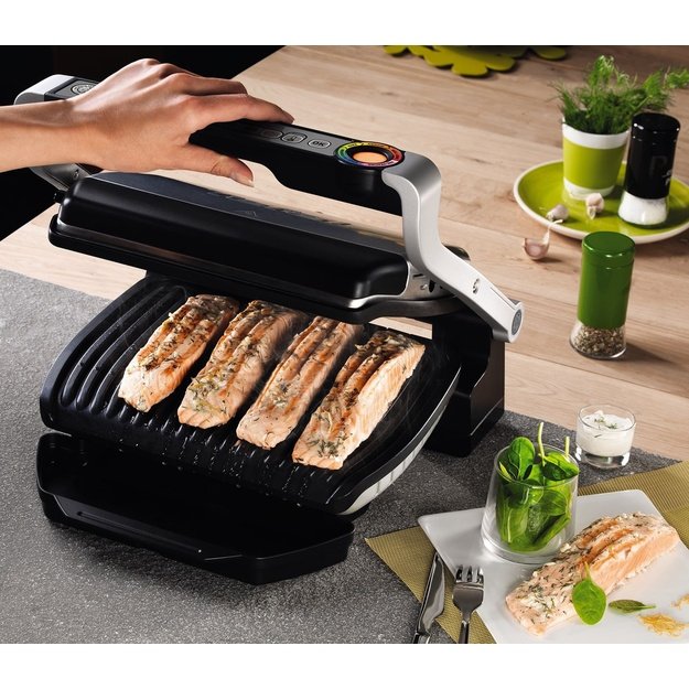 Electric grill Tefal OptiGrill GC712D34 ( Contact grill , 2000 W , Inox )