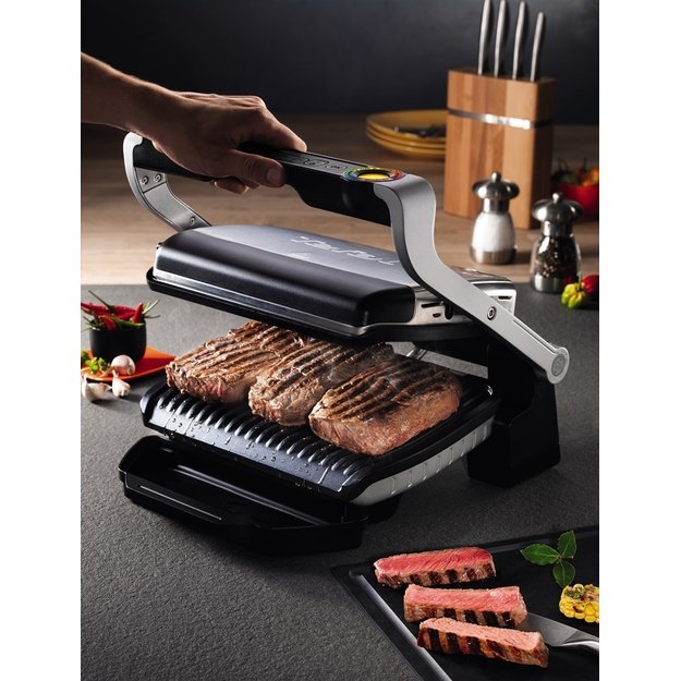 Electric grill Tefal OptiGrill GC712D34 ( Contact grill , 2000 W , Inox )