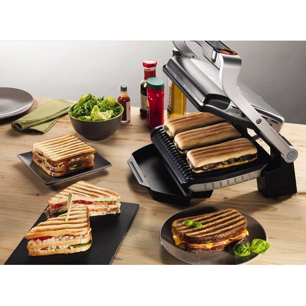 Electric grill Tefal OptiGrill GC712D34 ( Contact grill , 2000 W , Inox )