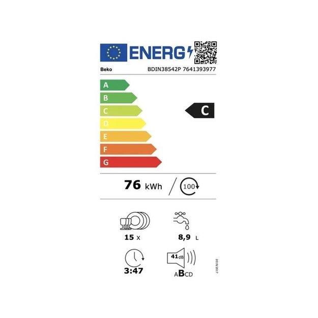 Įmontuojama indaplovė Beko BDIN38542P