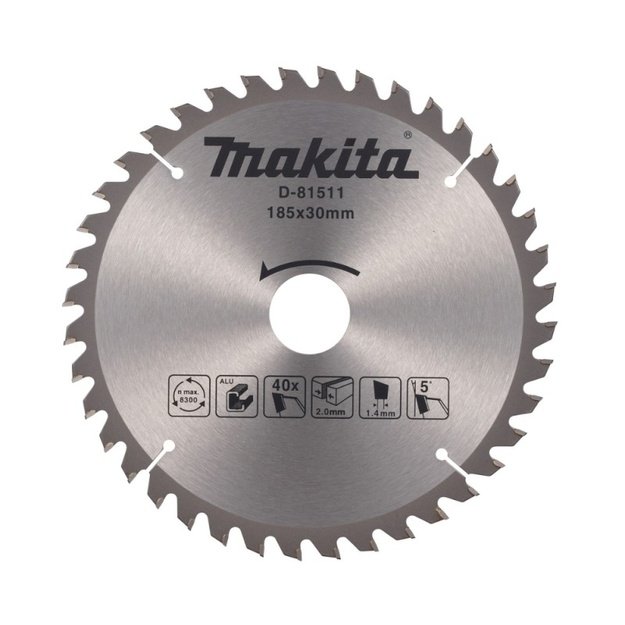 Pjovimo diskas aliuminiui MAKITA 185x2,2x30mm T40 5&deg;