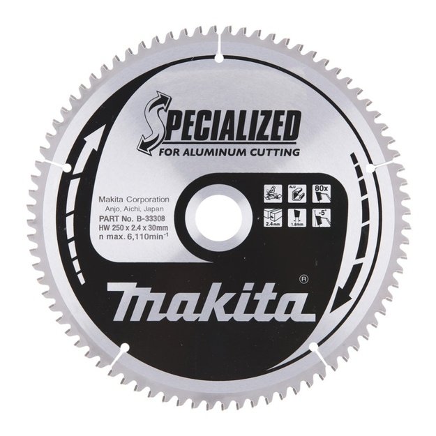 Pjovimo diskas aliuminiui MAKITA  250x30x2,4mm 80T -5&deg;
