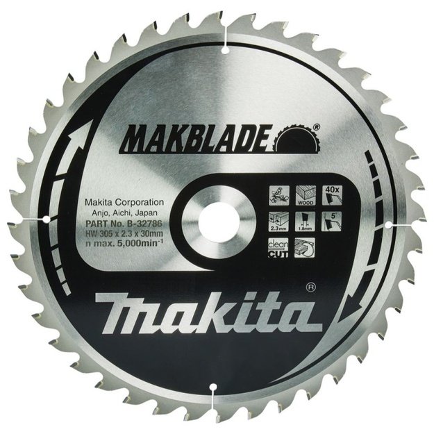 Medžio pjovimo diskas MAKITA 40T 5&deg; 305x30x2,3mm