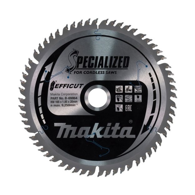 Medžio pjovimo diskas MAKITA Efficut 165x20x1,85mm 60T 10&deg;