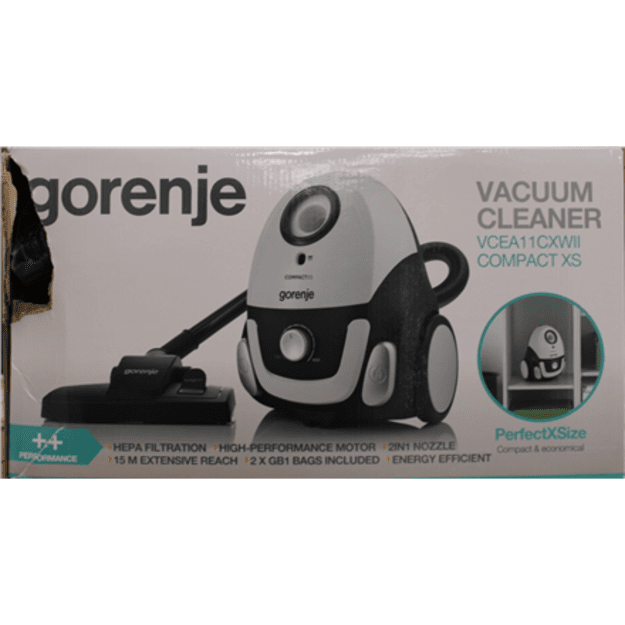 SALE OUT. | Gorenje | Vacuum cleaner | VCEA11CXWII | Bagged | 750 W | Operating radius 15 m | White | Warranty 24 month(s) | DAM