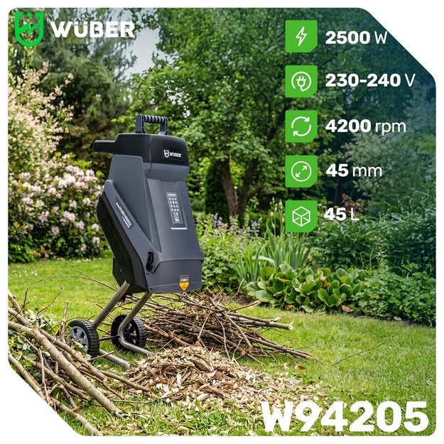WUBER W94205 electric branch shredder 2500W 45L