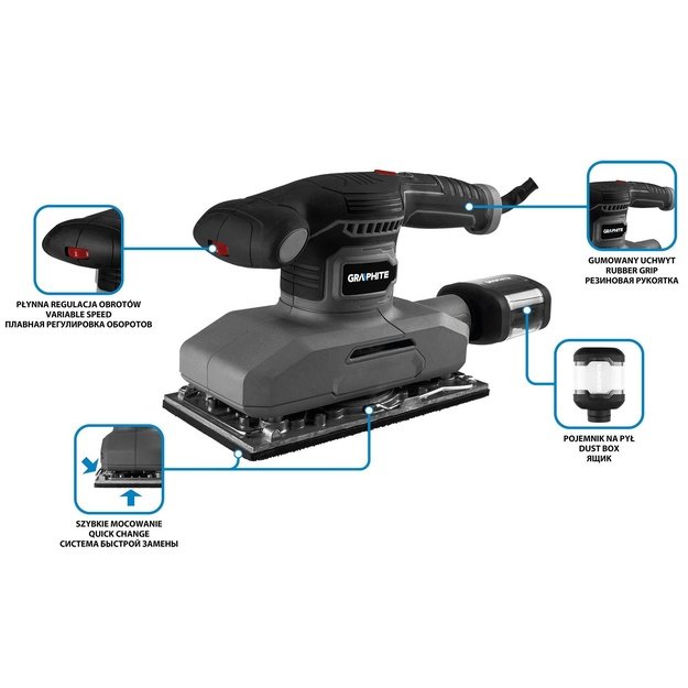 Orbital sander 380W, foot 115 x 230 mm