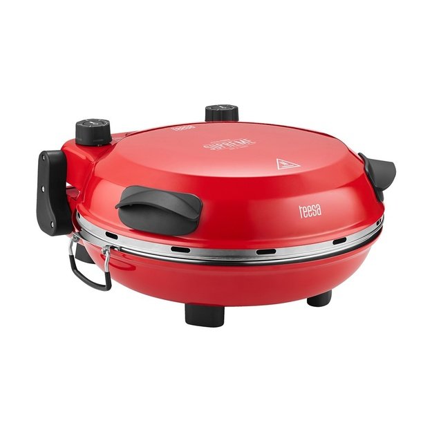 Pizza oven TEESA SUPREME FUN 1200W, 400 degrees, two heaters, red