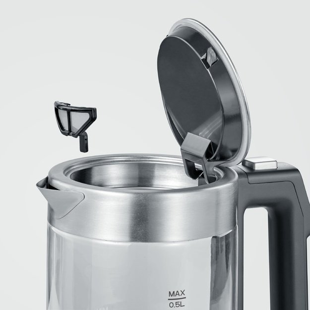 Severin WK 3458 electric kettle 0.5 L 1100 W Black, Transparent