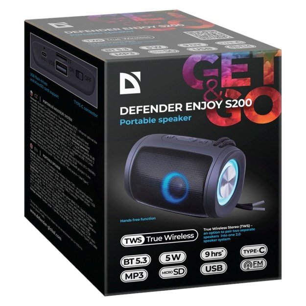 BLUETOOTH SPEAKER DEFENDER S200 5W BLACK